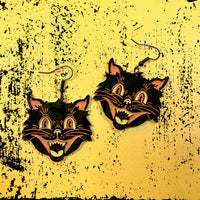 Vintage Halloween Cat Earrings
